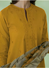 SAPPHIRE - 3PC LAWN EMBROIDERED SHIRT WITH ORGANZA PRINTED DUPATTA & TROUSER - HZG1247